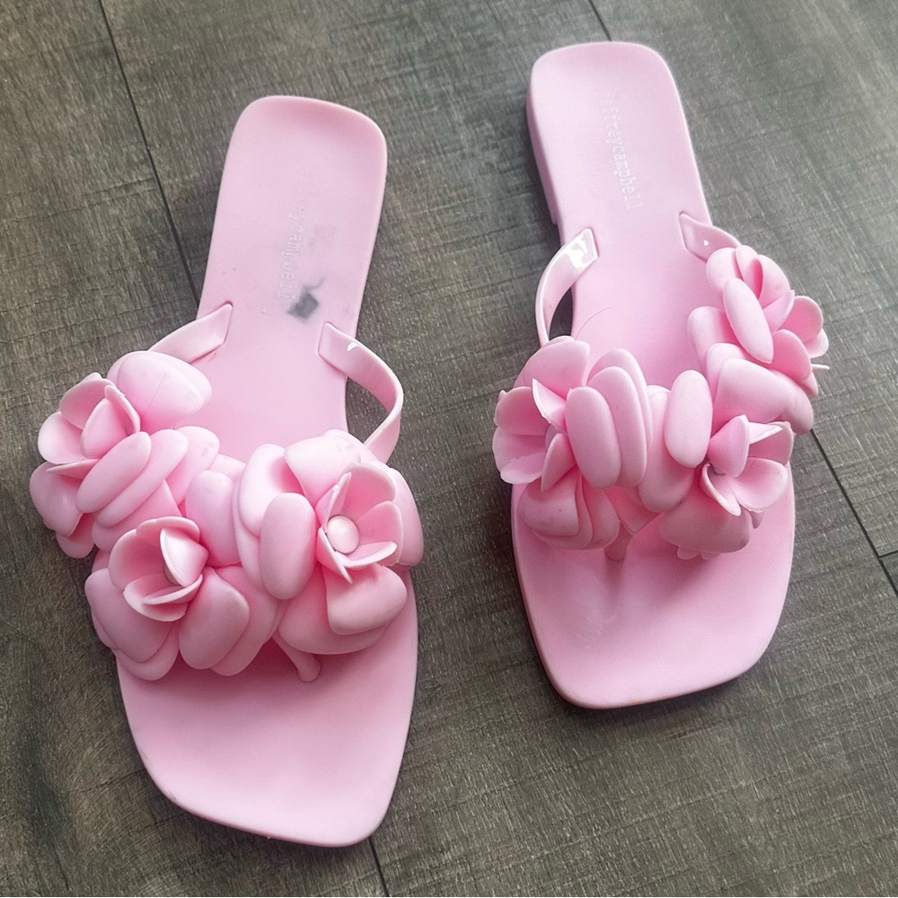 Jeffrey Campbell Fleuris Pink Flower Jelly Sandals Size 10 Barbiecore Y2K - Picture 10 of 13